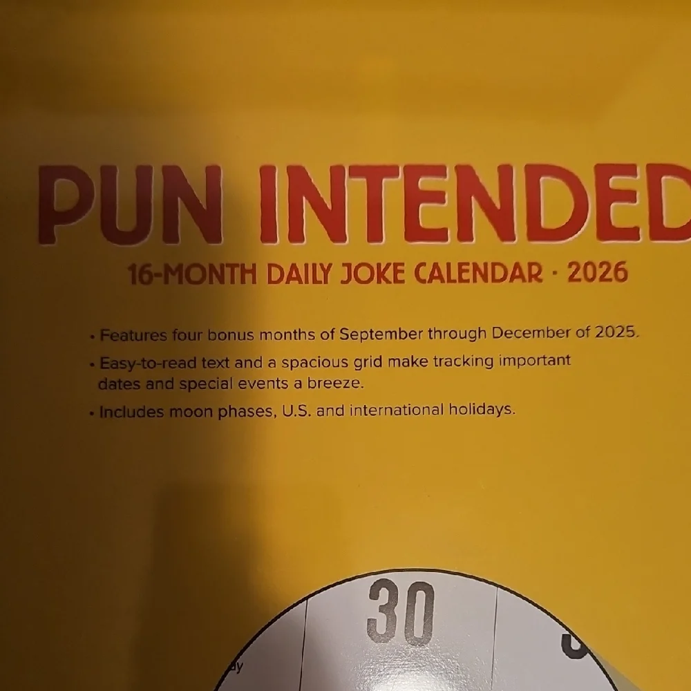 2026 Pun Intended 16-Month Daily Joke Calendar